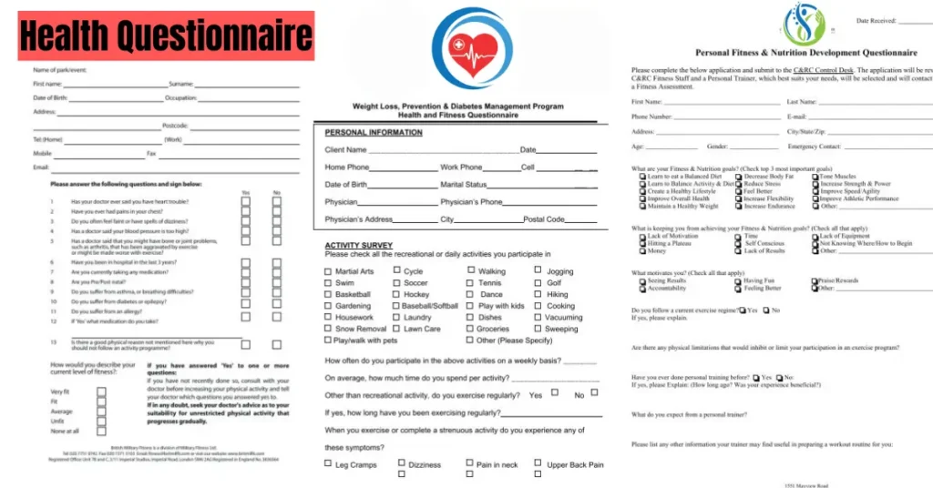 health questionnaire
