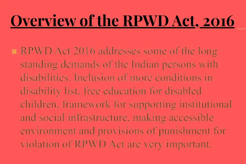 overview of the rpwd act, 2016